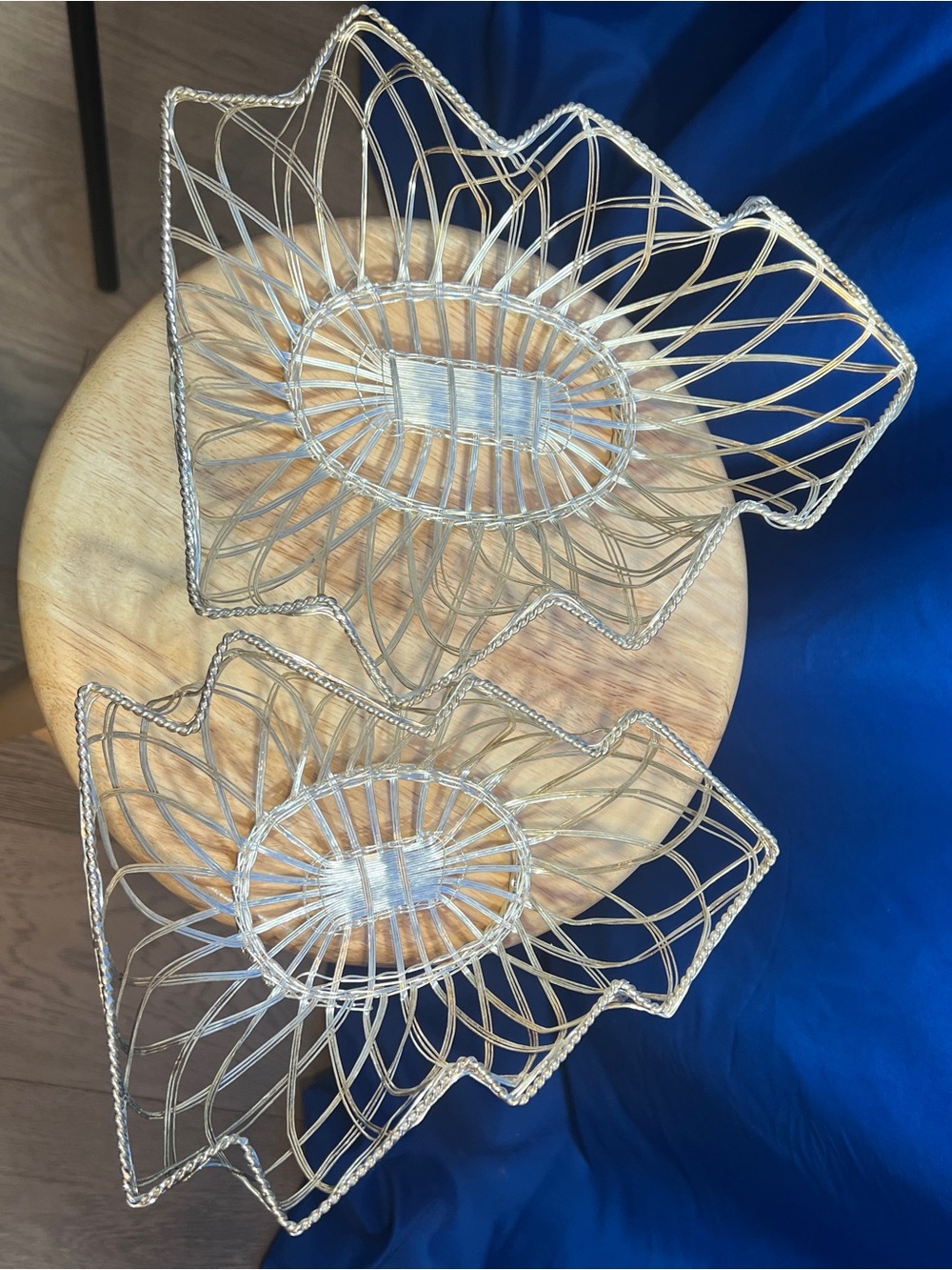 Silver Woven Decorative Serving Baskets - Set of 2